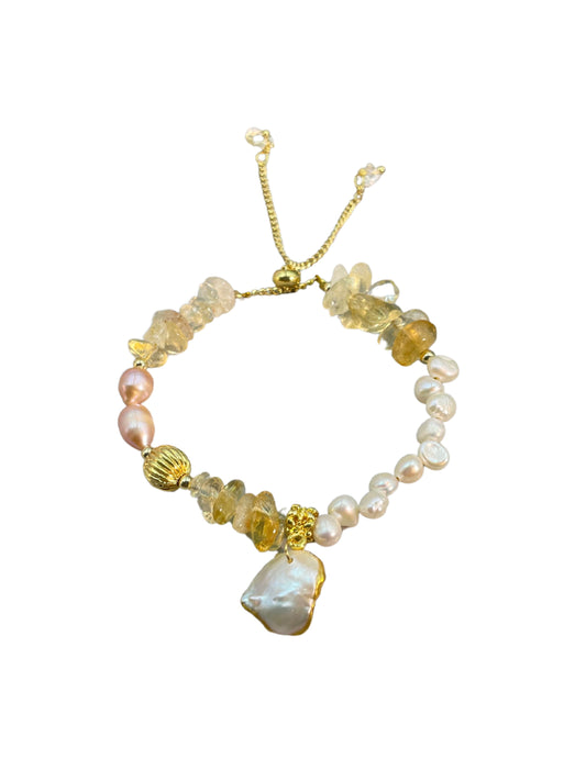 14k gold-plated jewelry | natural shell bracelet | freshwater pearl | buds fantasy