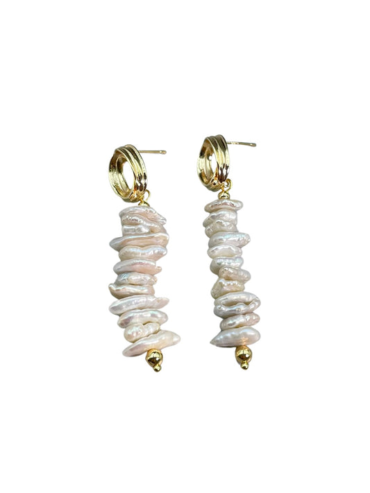 Small Hoop Baroque Pearl Earrings | Buds Fantasy