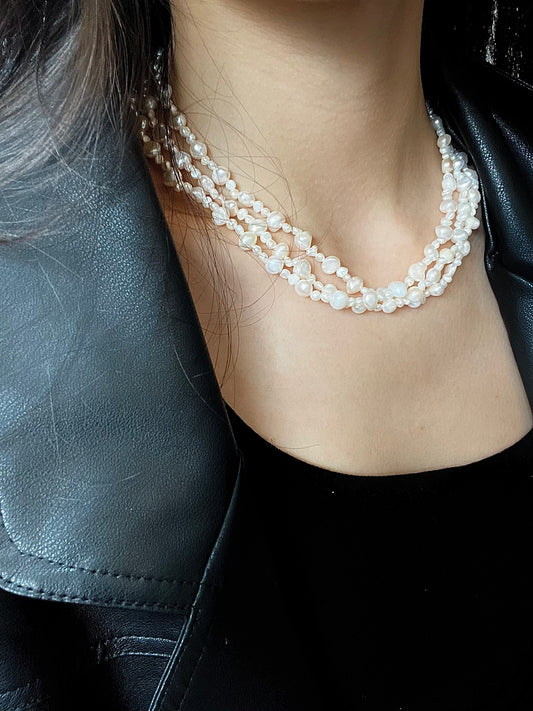[Natalia] Three Layered Baroque Pearl Necklace | Buds Fantasy
