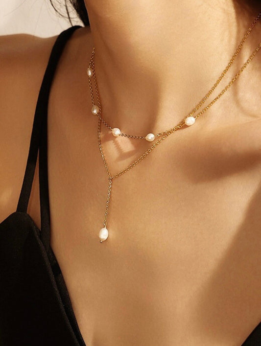 18ct Gold Plated Jewelry | Freshwater pearl necklace set | Buds Fantasy