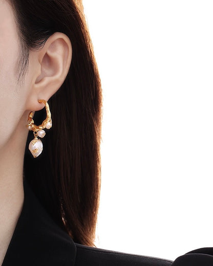 baroque pearl hoop earrings | buds fantasy